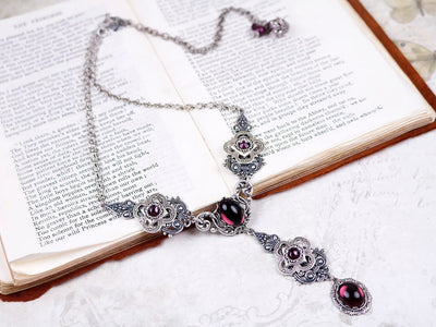 Avalon Ornate Necklace in Amethyst and Antiqued Silver by Rabbitwood and Reason