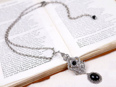 Avalon Pendant Necklace in Jet Black and Antiqued Silver by Rabbitwood and Reason