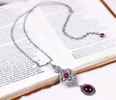 Avalon Pendant Necklace in Garnet and Antiqued Silver by Rabbitwood and Reason