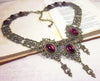 Chateau Necklace in Ruby and Antiqued Brass by Rabbitwood and Reason