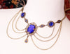 Drucilla Necklace in Sapphire and Antiqued Brass by Rabbitwood and Reason