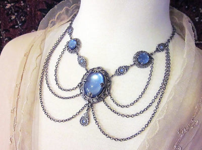 Drucilla Necklace in Light Sapphire and Antiqued Silver by Rabbitwood and Reason