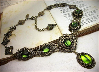 Lucia Necklace - Olivine - Antiqued Brass - Rabbitwood & Reason