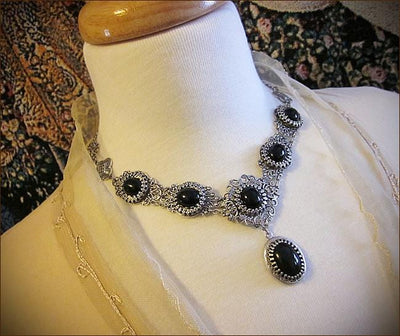 Lucia Necklace - Black - Antiqued Silver - Rabbitwood & Reason