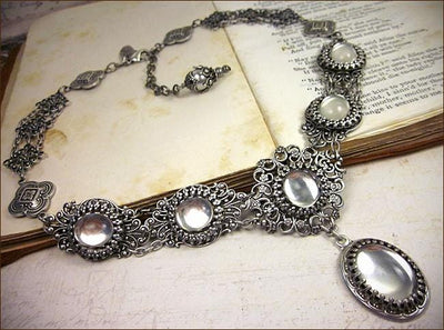 Lucia Necklace - Crystal - Antiqued Silver - Rabbitwood & Reason