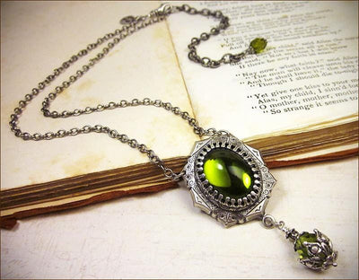 Medieval Pendant Necklace Antiqued Silver - Olivine - Rabbitwood & Reason
