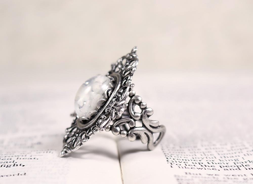 Chateau Ring in Snow Opal and Antiqued Silver by Rabbitwood and Reason