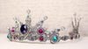 Avalon Pearl Tiara in Antiqued Silver by Rabbitwood and Reason. Stones featured: Purple Velvet, Fuchsia, Blue Zircon, Silver Pearl