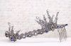 Avalon Crystal Tiara in Antiqued Silver by Rabbitwood and Reason. Stones featured: Tanzanite, Amethyst and Crystal