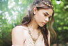 Lucia Tiara - Cream Pearl with Metallic Sunshine Crystals - Antiqued Brass - Rabbitwood & Reason - Photo: La Candella Weddings