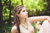 Lucia Tiara - Cream Pearl with Metallic Sunshine Crystals - Antiqued Brass - Rabbitwood & Reason - Photo: La Candella Weddings